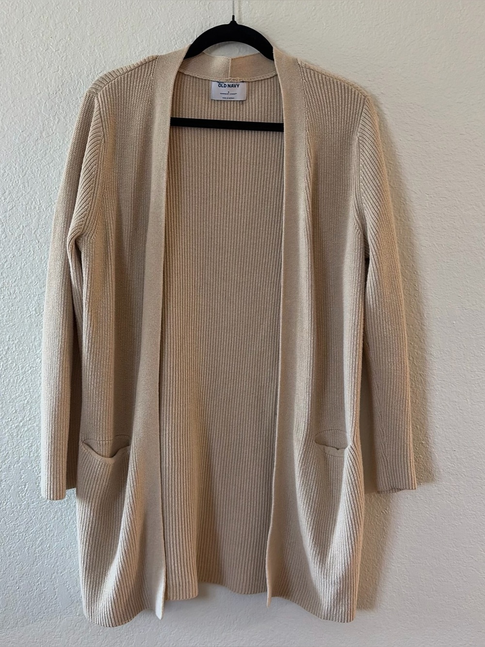 Old Navy Women's Cream Ribbed Open-Front Cardigan S oversized long winter casual